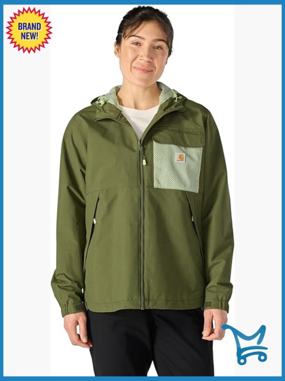 Waterproof Windproof Lightweight Packable Jacket Long Sleeve Loose Fit
